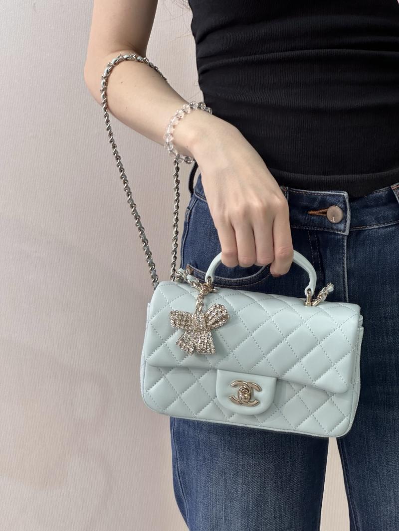 Chanel Mini Classic Handbag Light Blue AS2431