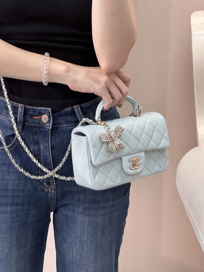Chanel Mini Classic Handbag Light Blue AS2431