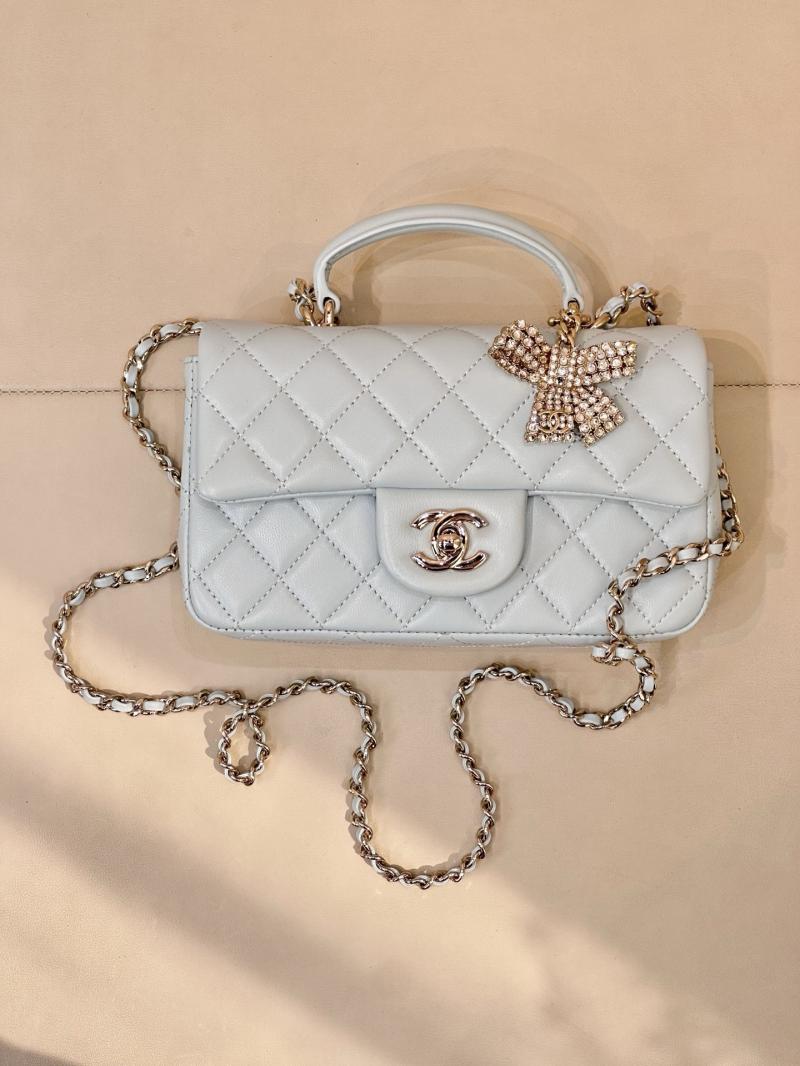 Chanel Mini Classic Handbag Light Blue AS2431