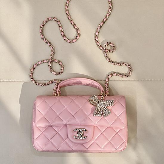 Chanel Mini Classic Handbag Pink AS2431 Chanel Mini Classic Handbag Pink AS2431
