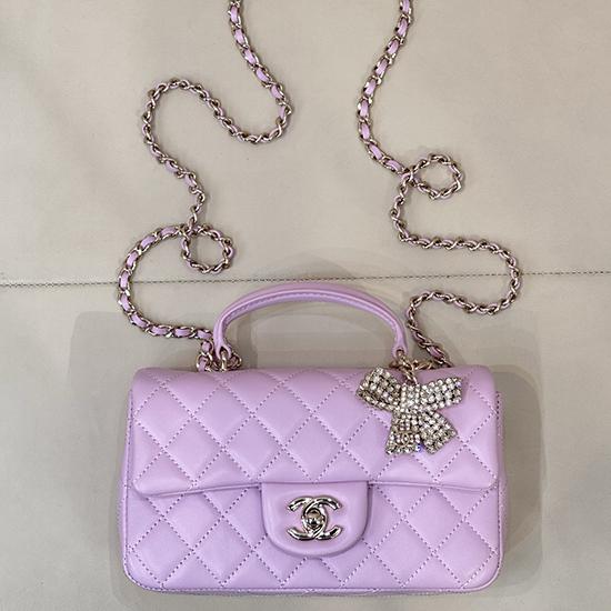 Chanel Mini Classic Handbag Purple AS2431 Chanel Mini Classic Handbag Purple AS2431
