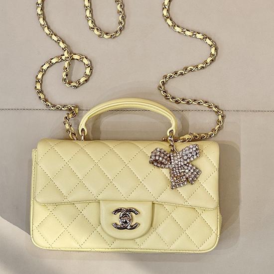 Chanel Mini Classic Handbag Yellow AS2431