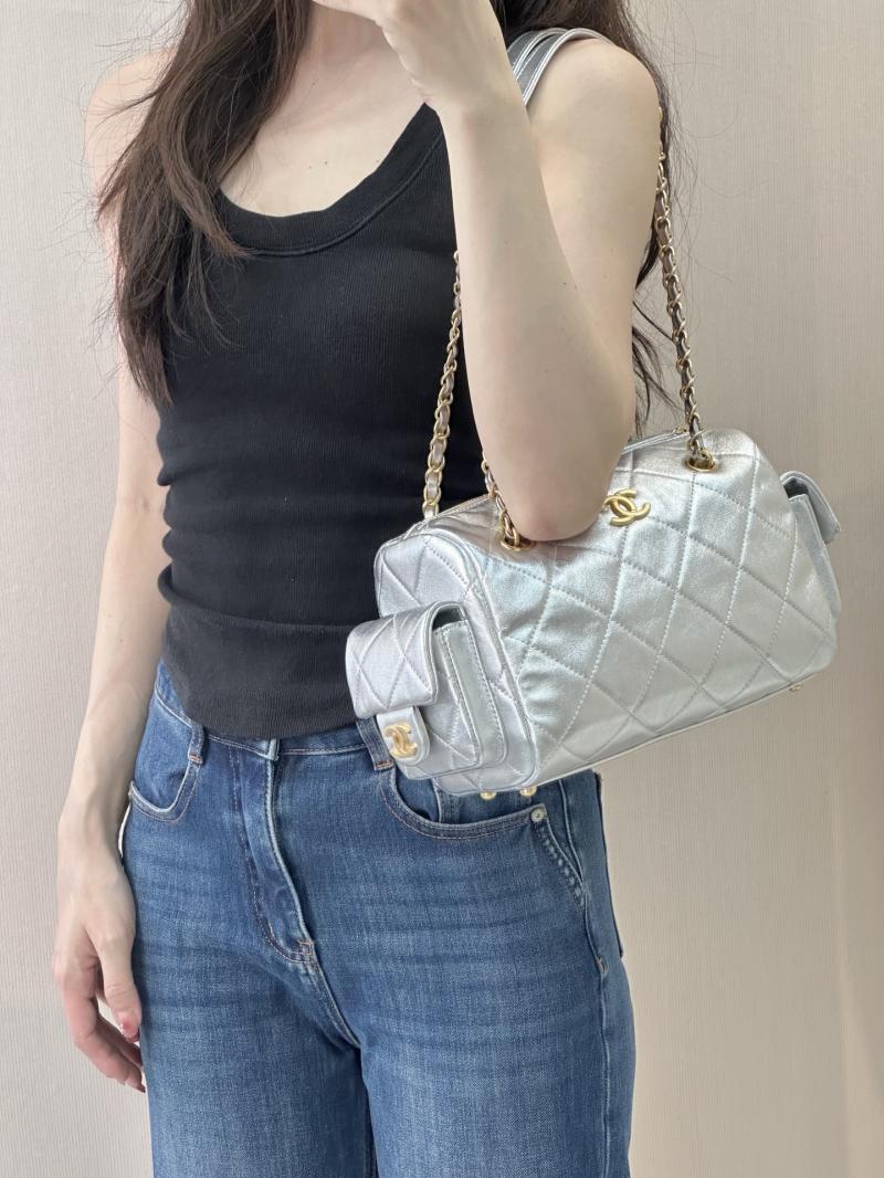 Chanel Small Bowling Bag Silver AS5792