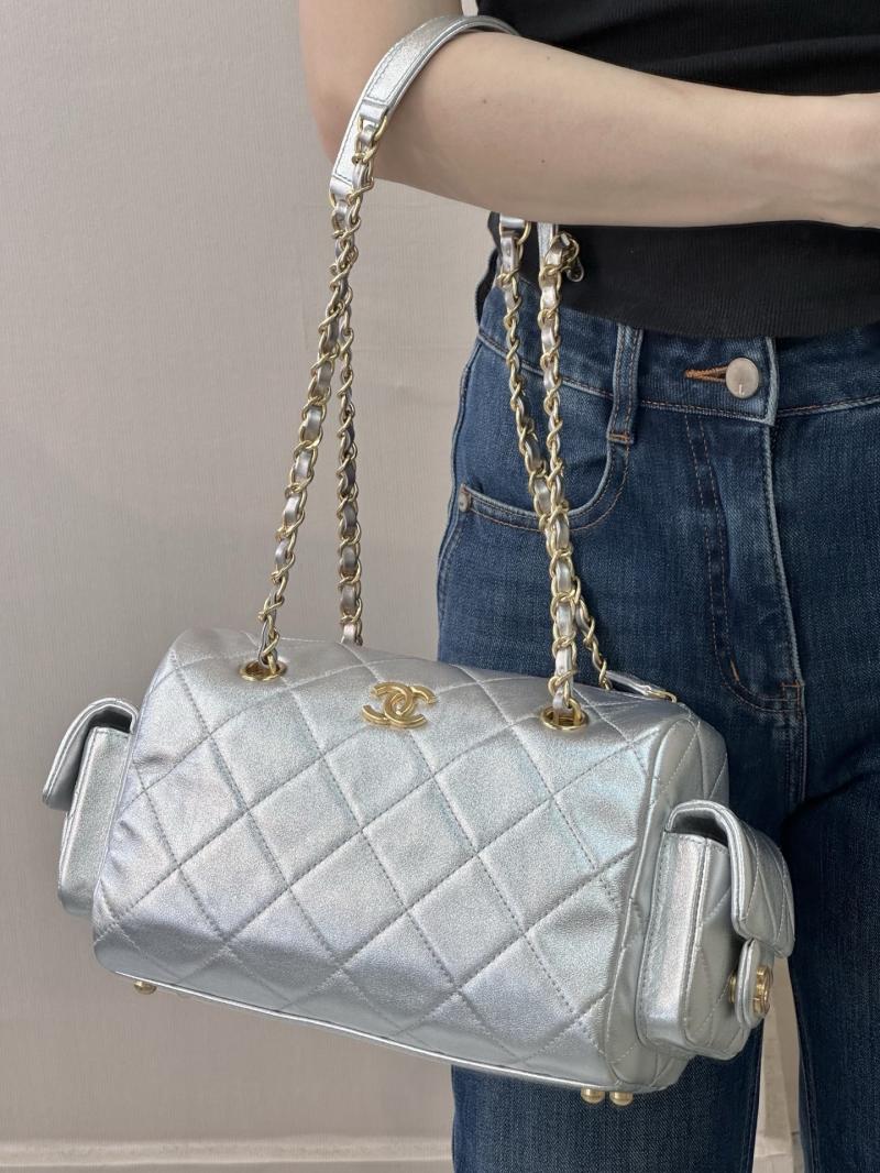 Chanel Small Bowling Bag Silver AS5792