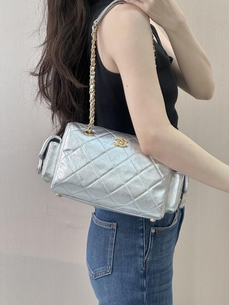 Chanel Small Bowling Bag Silver AS5792