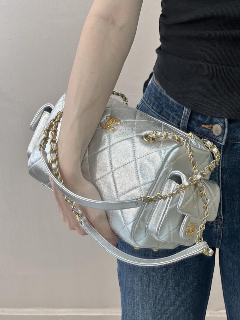Chanel Small Bowling Bag Silver AS5792