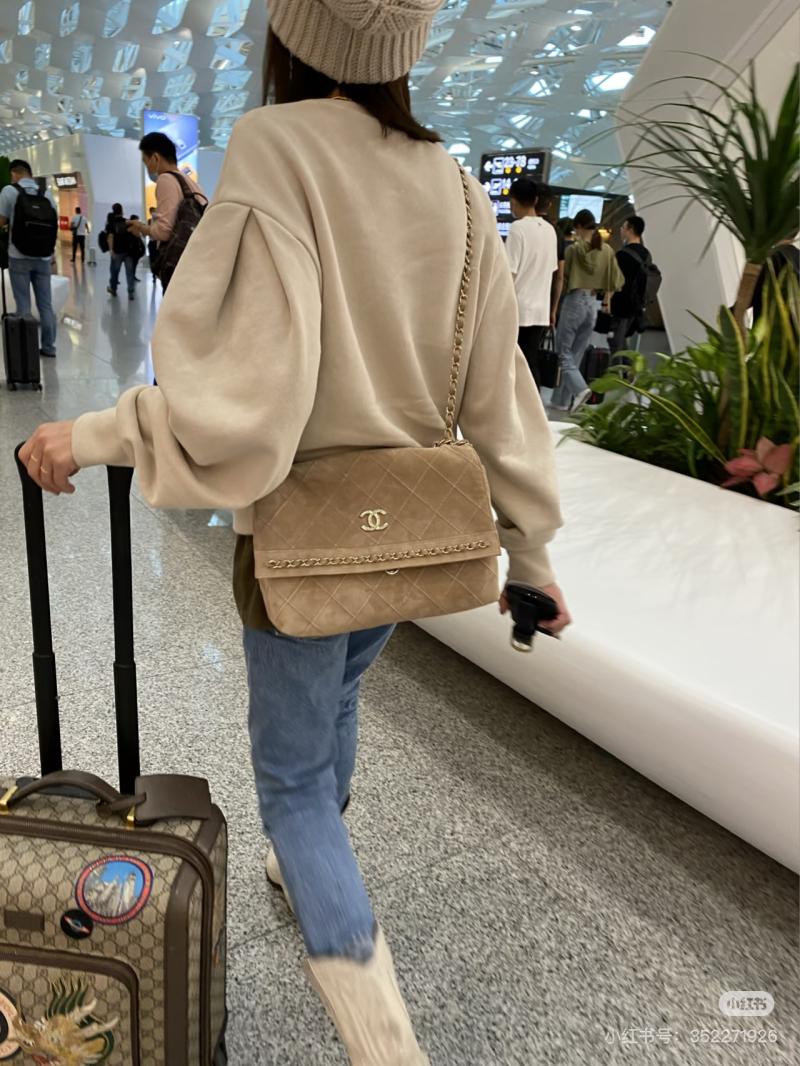 Chanel Suede Flap Bag CF26