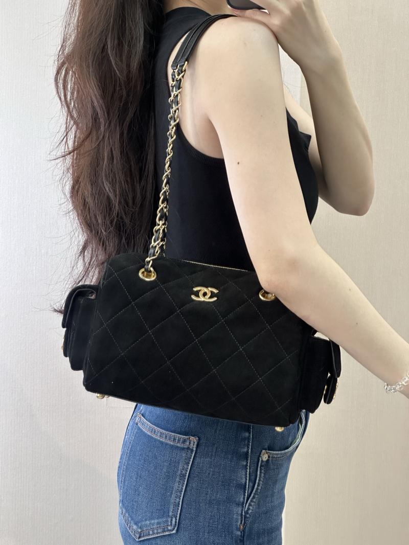 Chanel Suede Small Bowling Bag Black AS5792
