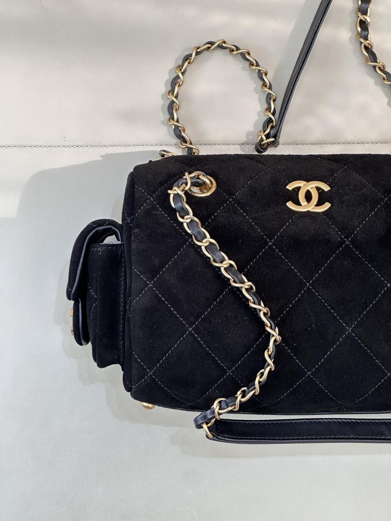 Chanel Suede Small Bowling Bag Black AS5792