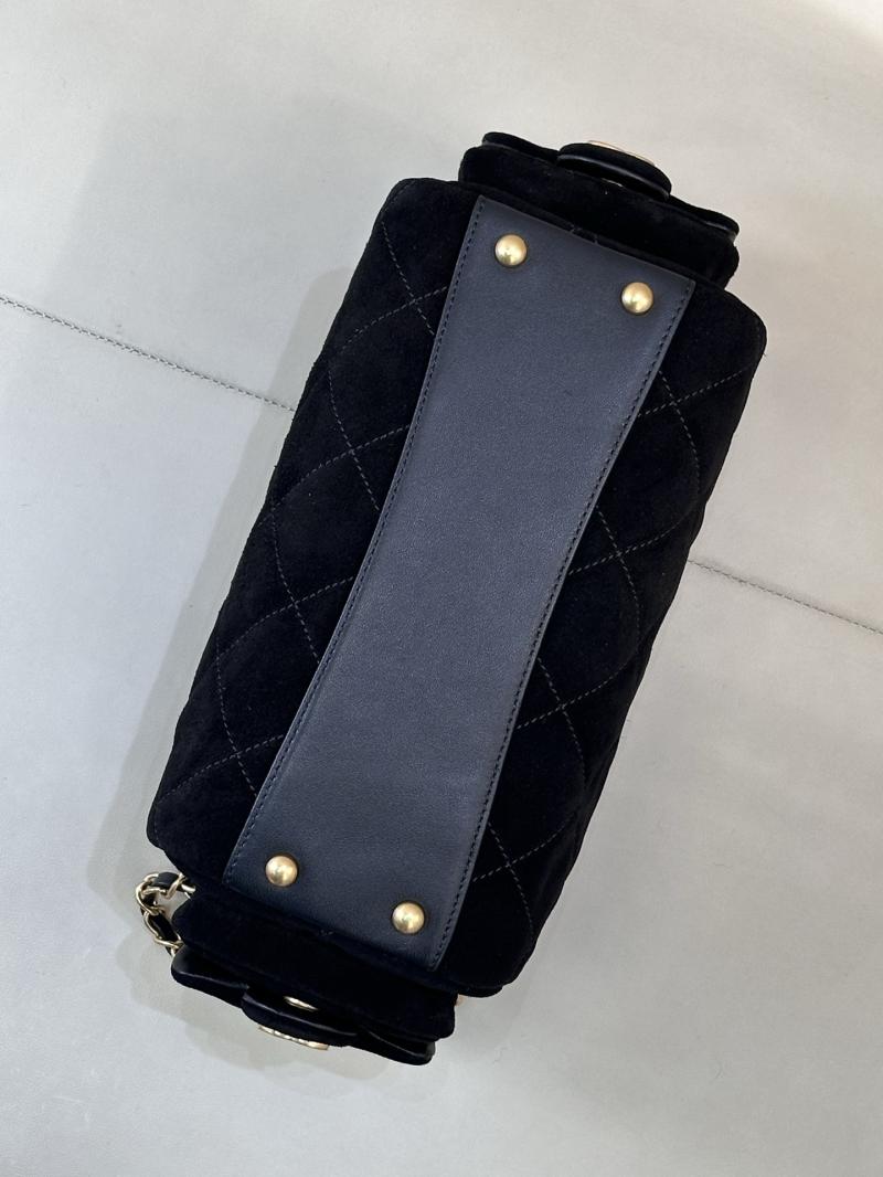 Chanel Suede Small Bowling Bag Black AS5792