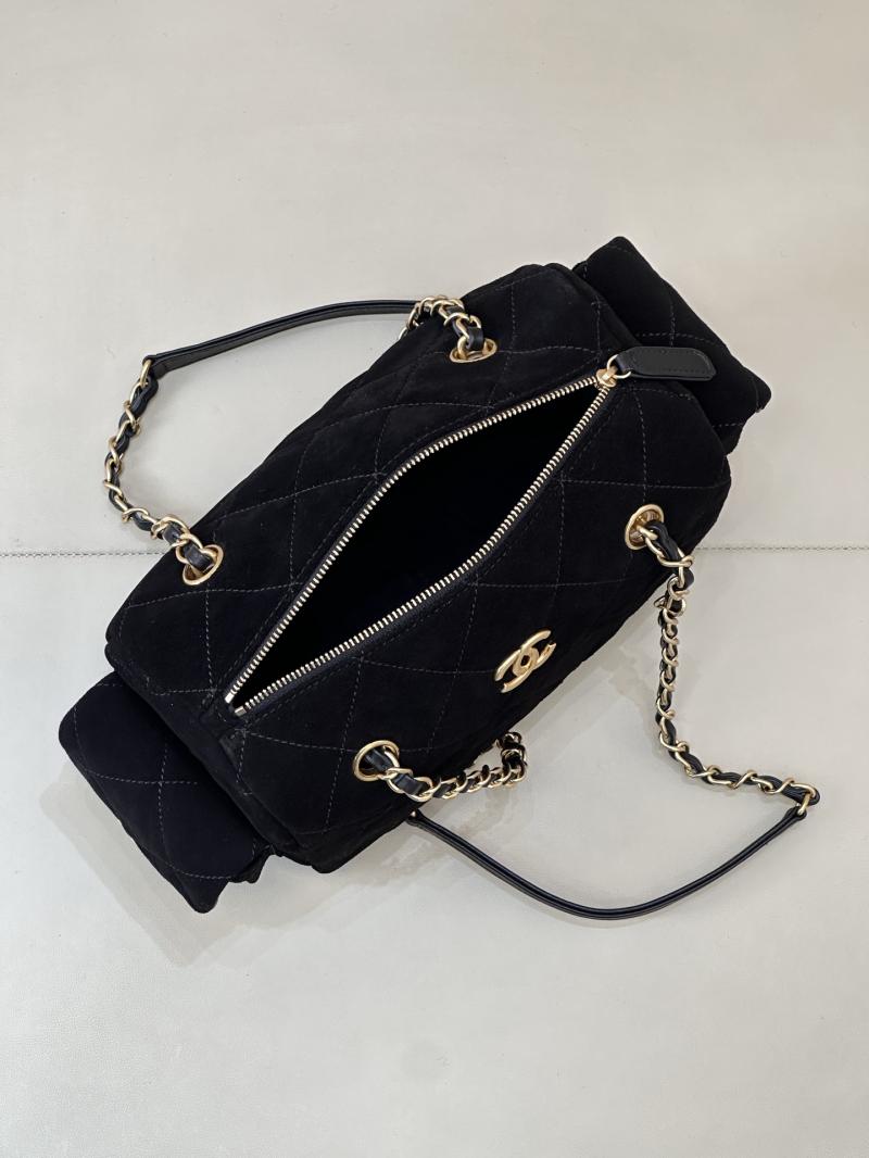 Chanel Suede Small Bowling Bag Black AS5792