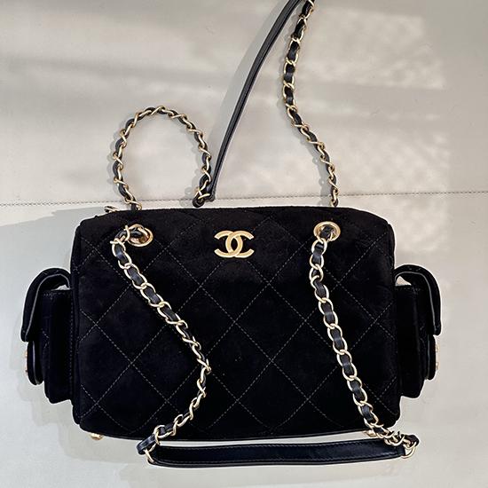 Chanel Suede Small Bowling Bag Black AS5792  Chanel Suede Small Bowling Bag Black AS5792