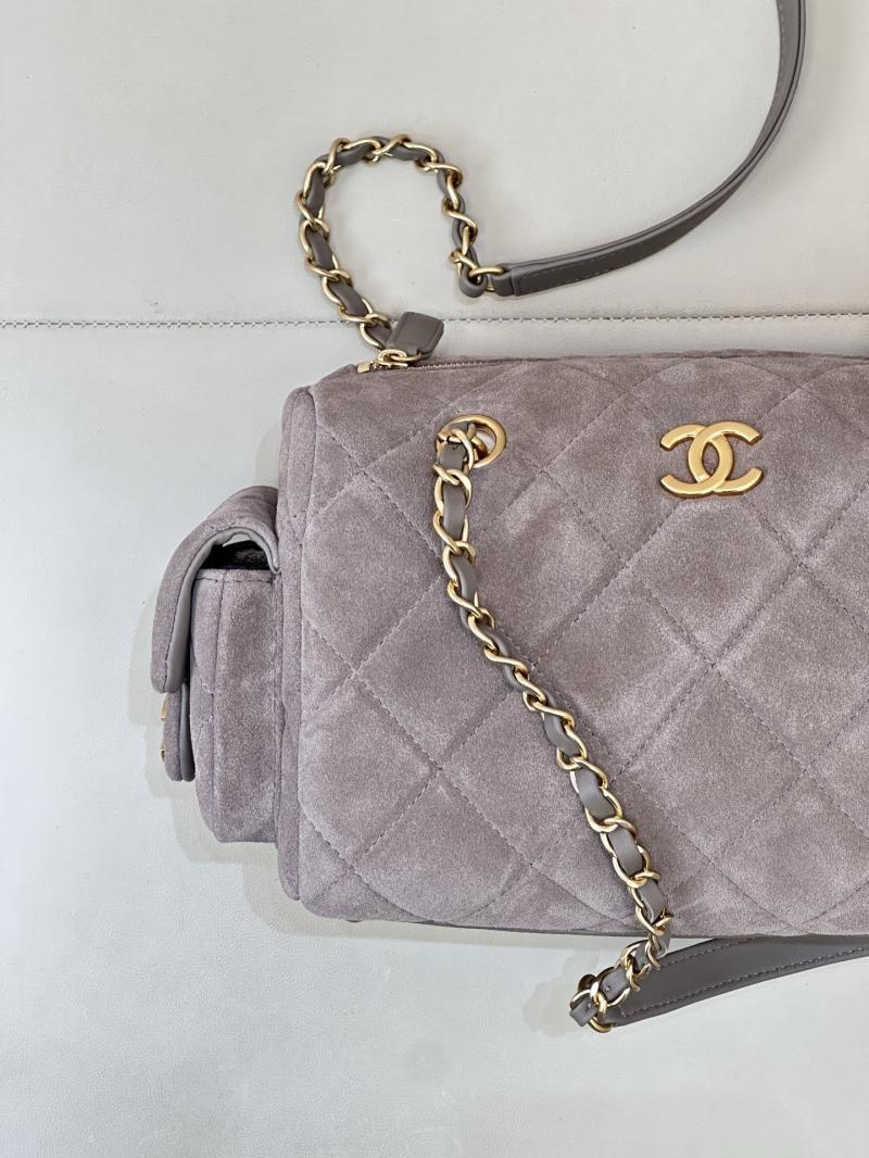 Chanel Suede Small Bowling Bag Grey AS5792