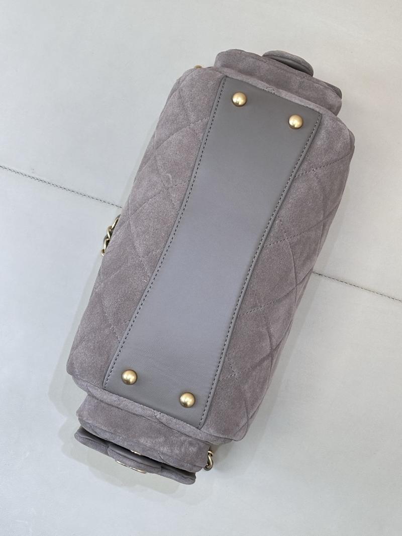 Chanel Suede Small Bowling Bag Grey AS5792