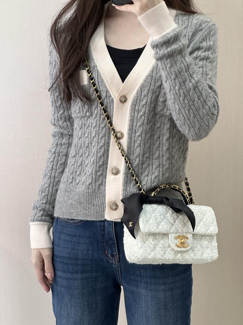 Chanel Tweed Mini Flap Bag White AS5875