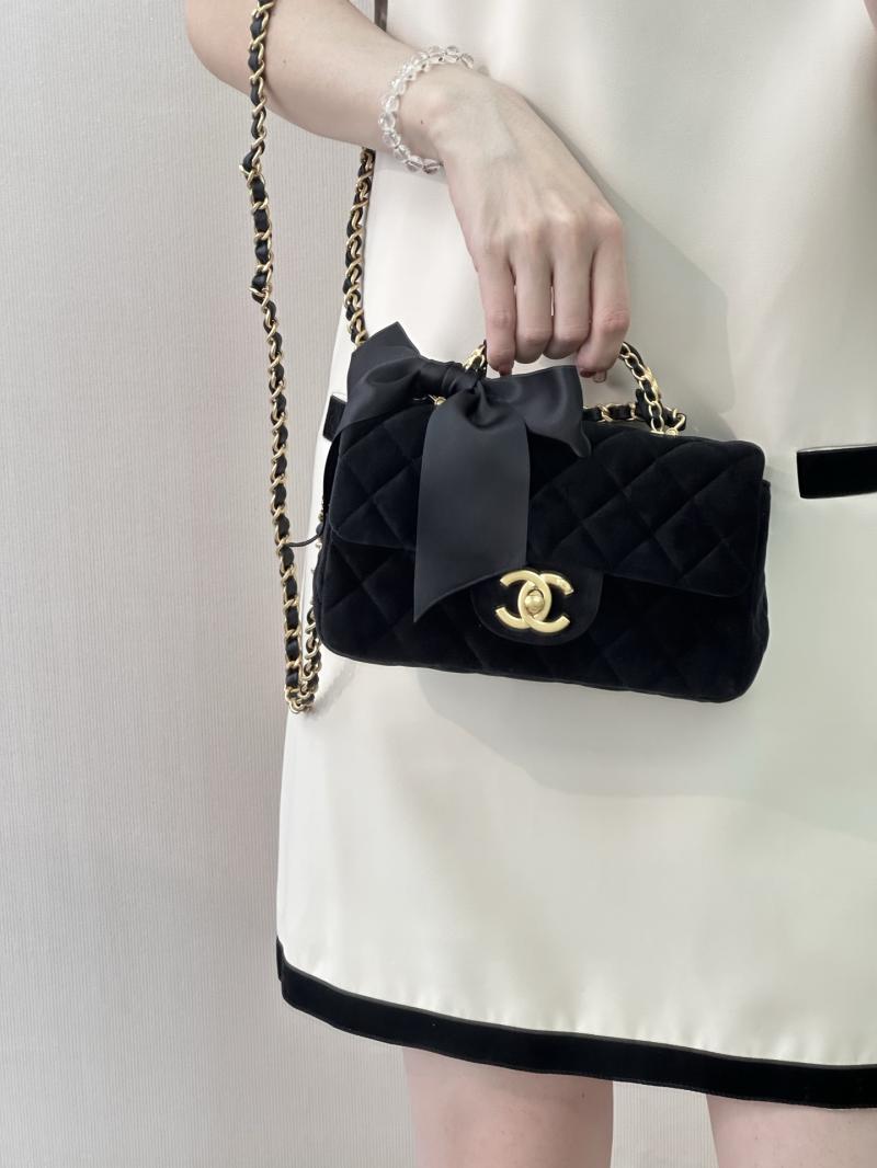 Chanel Velvet Mini Flap Bag Black AS5875