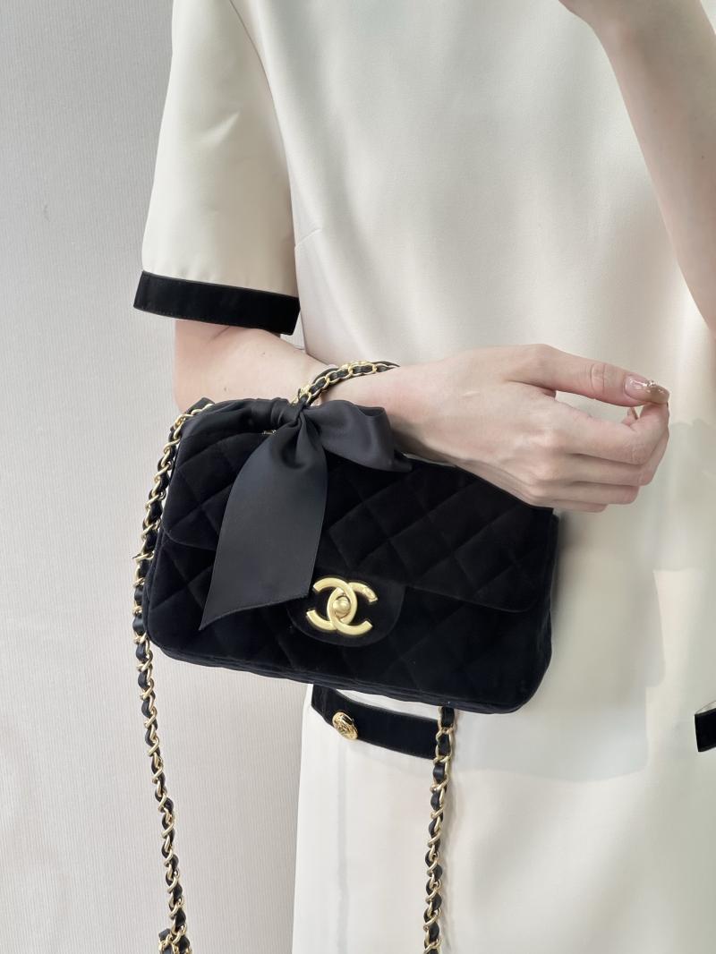 Chanel Velvet Mini Flap Bag Black AS5875