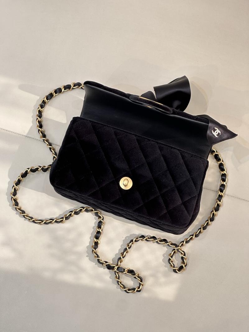 Chanel Velvet Mini Flap Bag Black AS5875