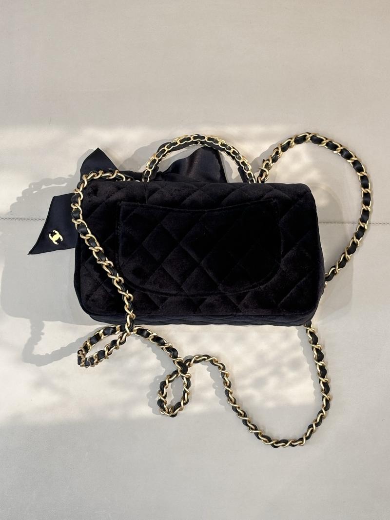 Chanel Velvet Mini Flap Bag Black AS5875
