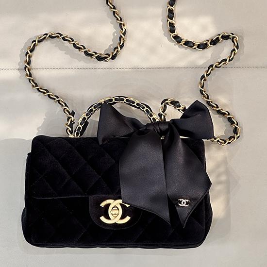 Chanel Velvet Mini Flap Bag Black AS5875 Chanel Velvet Mini Flap Bag Black AS5875