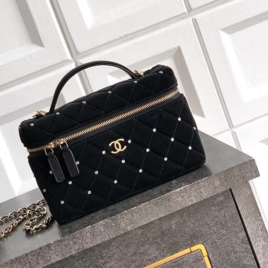 Chanel Velvet Vanity with Chain Black AP4860 Chanel Velvet Vanity with Chain Black AP4860