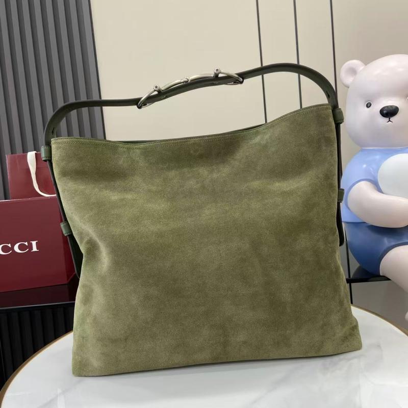 Gucci Beatrix large Suede tote bag Green 850546