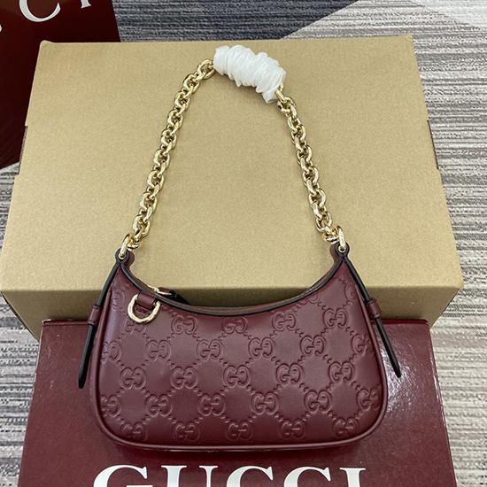 Gucci GG Emblem mini shoulder bag Red 847091  Gucci GG Emblem mini shoulder bag Red 847091
