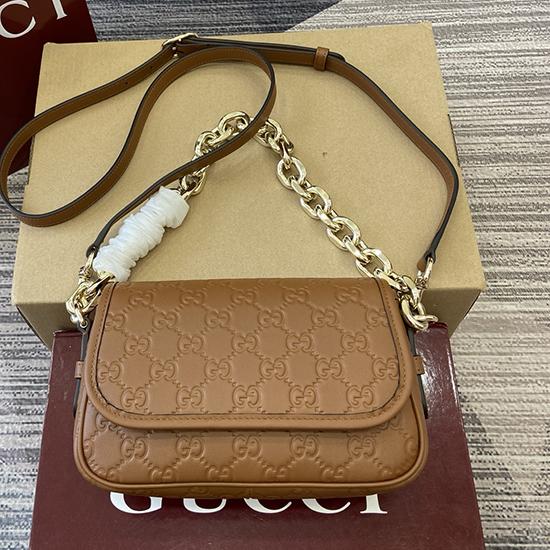 Gucci GG Emblem small shoulder bag Brown 847448  Gucci GG Emblem small shoulder bag Brown 847448