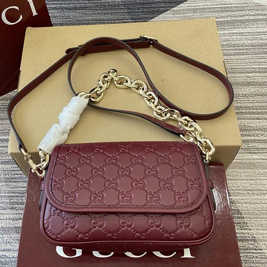 Gucci GG Emblem small shoulder bag Red 847448  Gucci GG Emblem small shoulder bag Red 847448