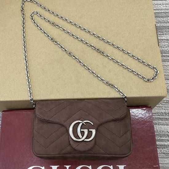 Gucci GG Marmont Mini shoulder bag Dark Brown 841290  Gucci GG Marmont Mini shoulder bag Dark Brown 841290