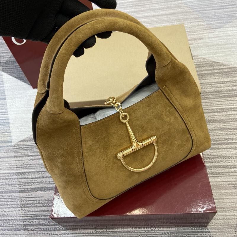 Gucci Suede Softbit medium top handle bag Brown 837467