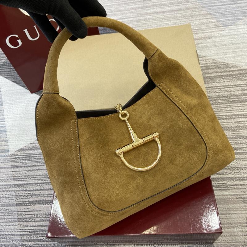Gucci Suede Softbit medium top handle bag Brown 837467