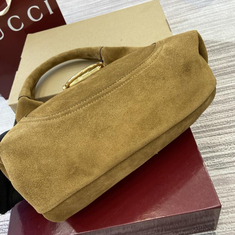 Gucci Suede Softbit medium top handle bag Brown 837467