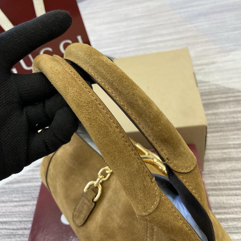 Gucci Suede Softbit medium top handle bag Brown 837467