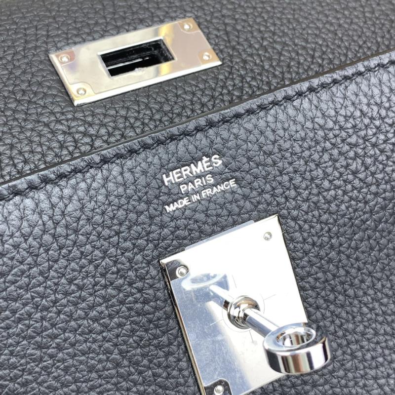 Hermes Kelly Messenger Bag Black with Silver HM1030