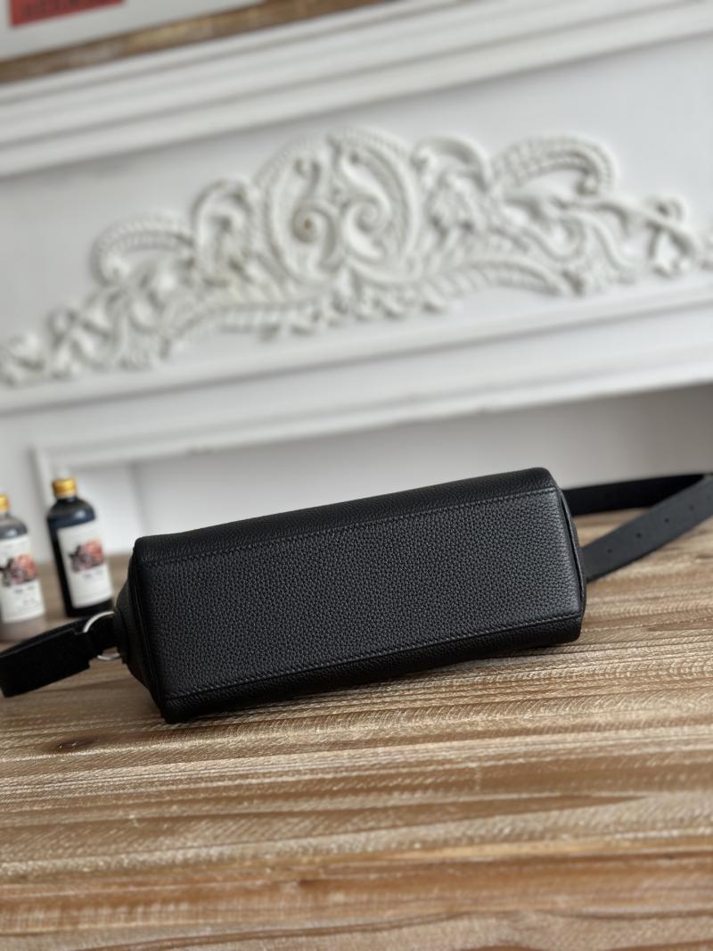 Hermes Kelly Messenger Bag Black with Silver HM1030