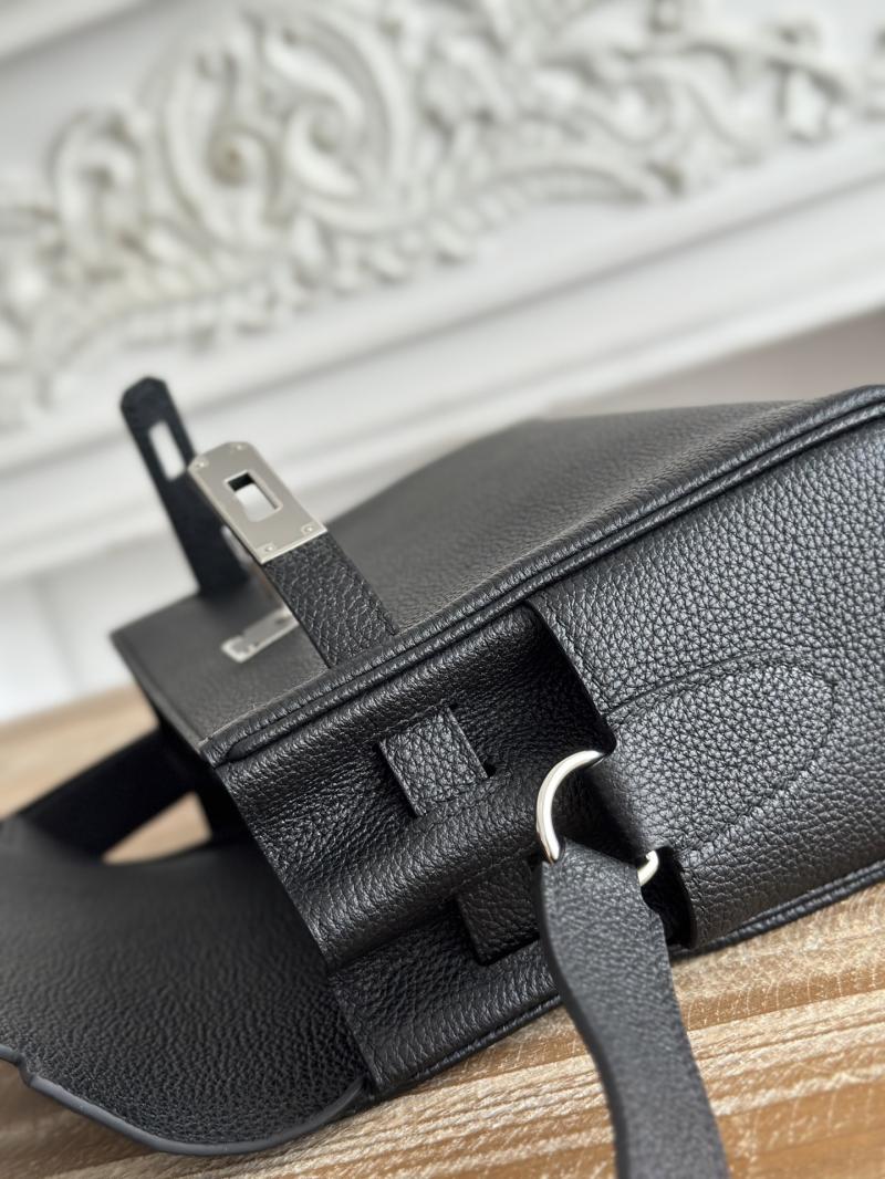 Hermes Kelly Messenger Bag Black with Silver HM1030