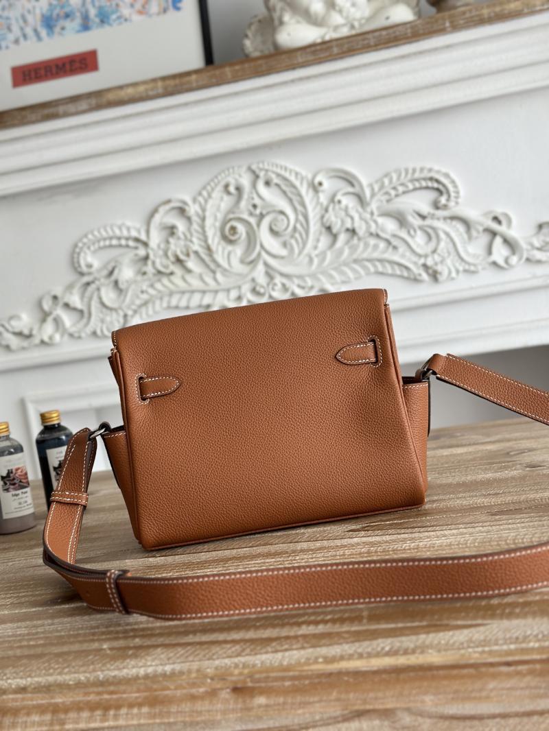 Hermes Kelly Messenger Bag Brown with Silver HM1030