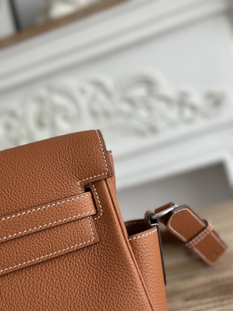 Hermes Kelly Messenger Bag Brown with Silver HM1030