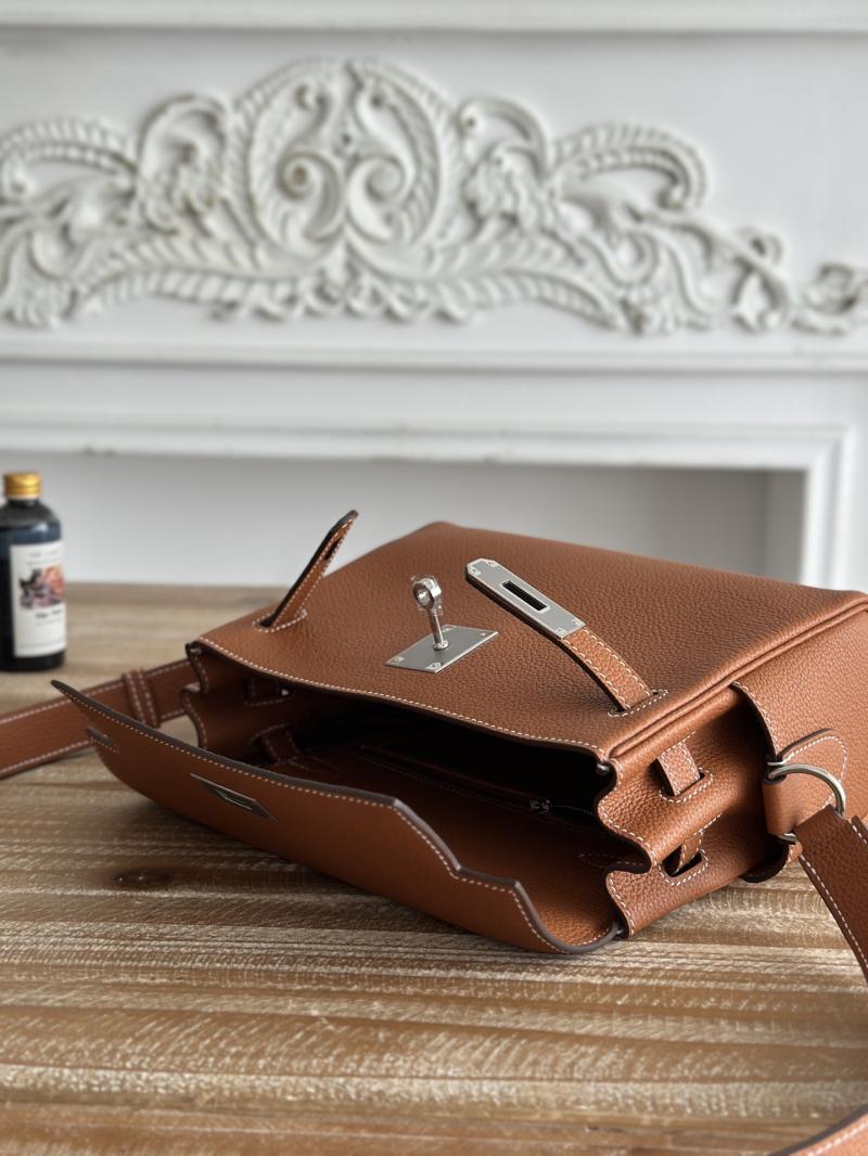 Hermes Kelly Messenger Bag Brown with Silver HM1030