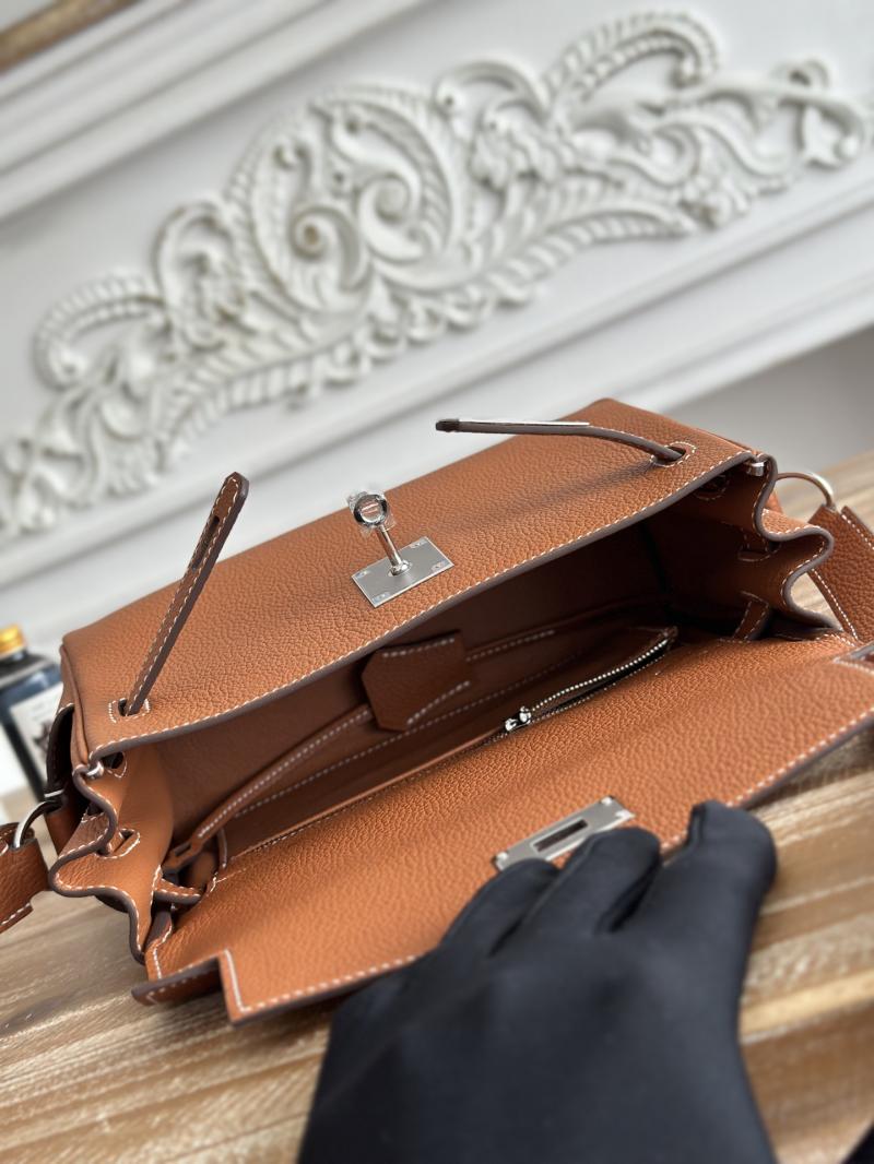 Hermes Kelly Messenger Bag Brown with Silver HM1030