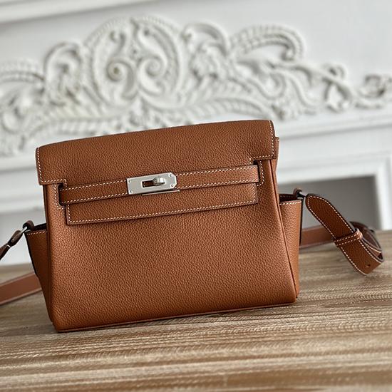 Hermes Kelly Messenger Bag Brown with Silver HM1030  Hermes Kelly Messenger Bag Brown with Silver HM1030