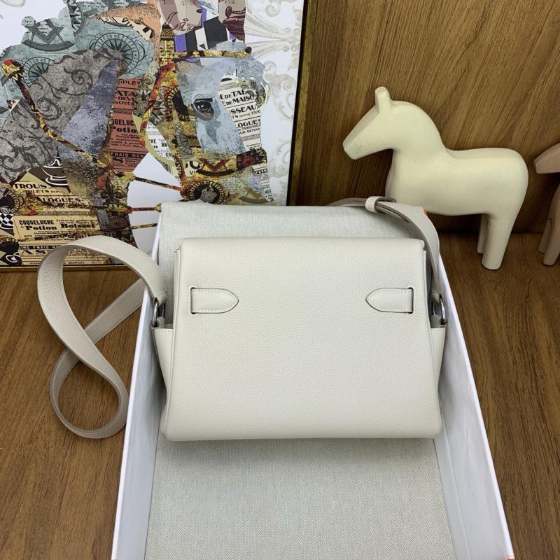 Hermes Kelly Messenger Bag Craie with Silver HM1030
