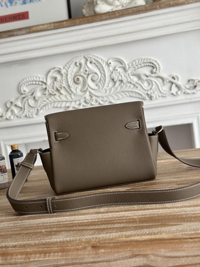 Hermes Kelly Messenger Bag Etoupe with Silver HM1030