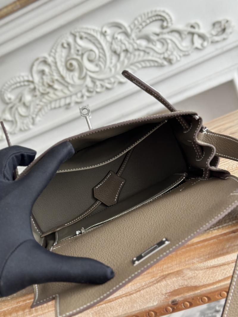 Hermes Kelly Messenger Bag Etoupe with Silver HM1030