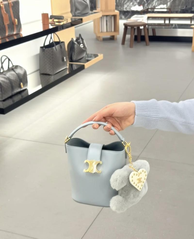 Small Celine Bucket Louise Bag Blue 119173