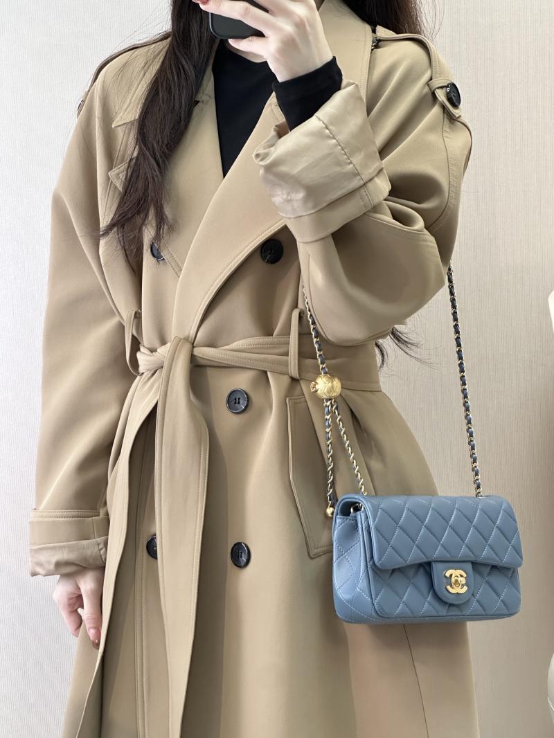 Small Chanel Lambskin Flap Bag Grey AS1787