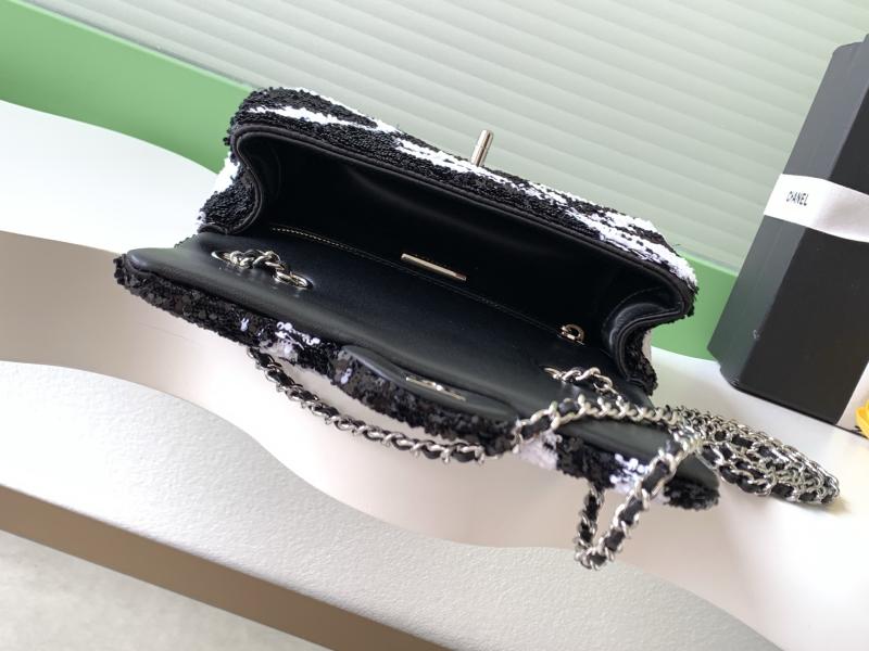 Small Chanel Sequins Shoulder Bag Black AS4561