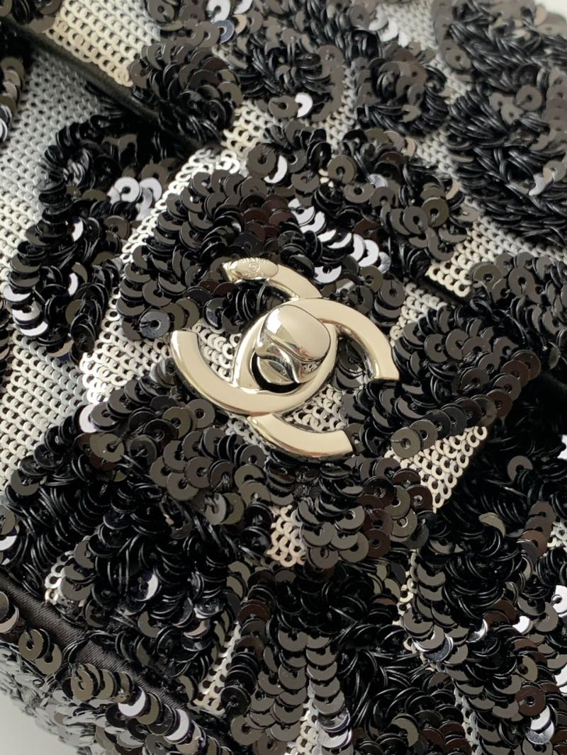 Small Chanel Sequins Shoulder Bag Black AS4563