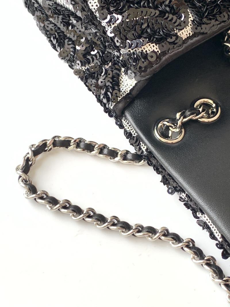 Small Chanel Sequins Shoulder Bag Black AS4563